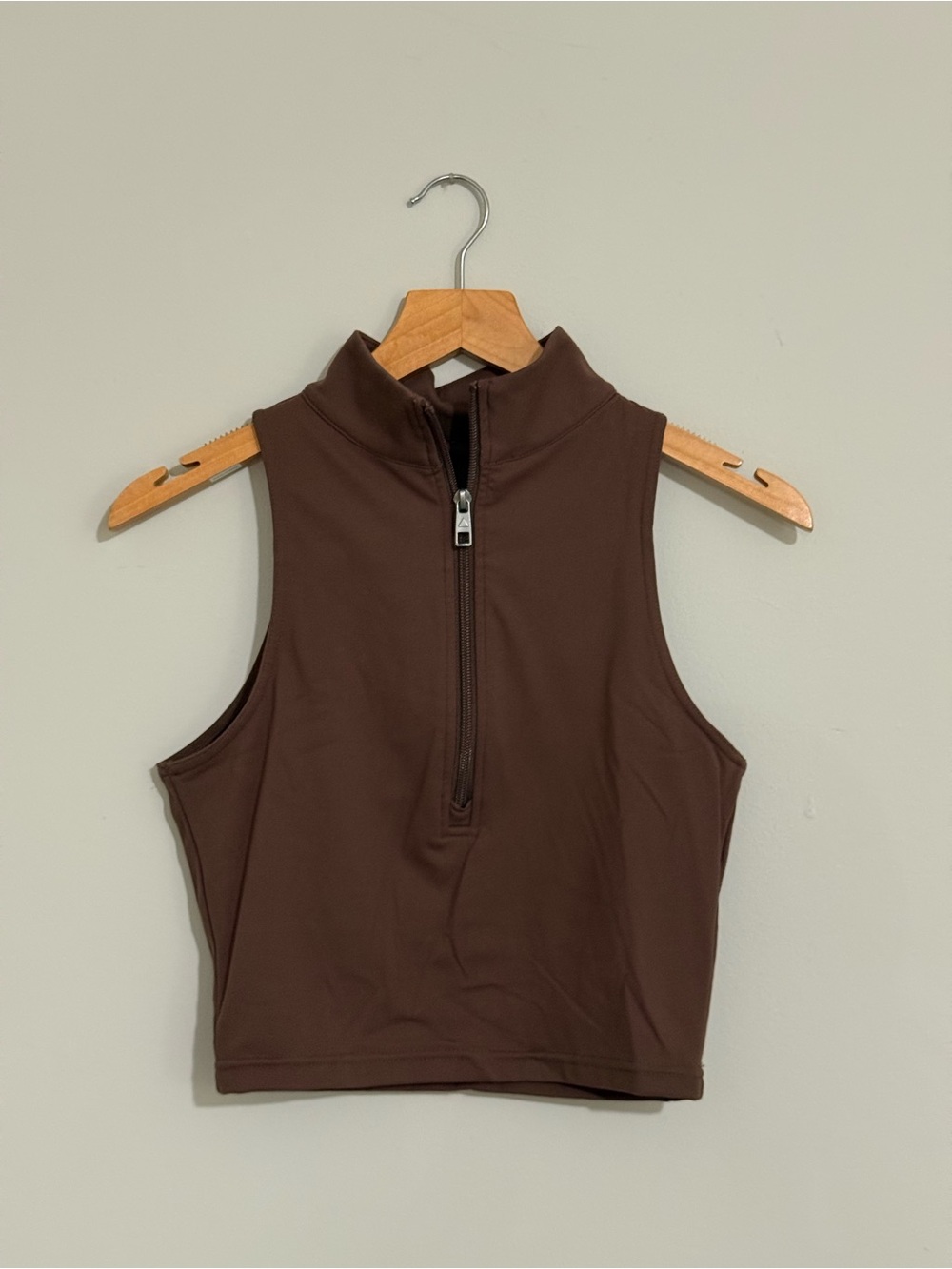 Vitality Sleeveless Half-Zip Crop Top - Brown